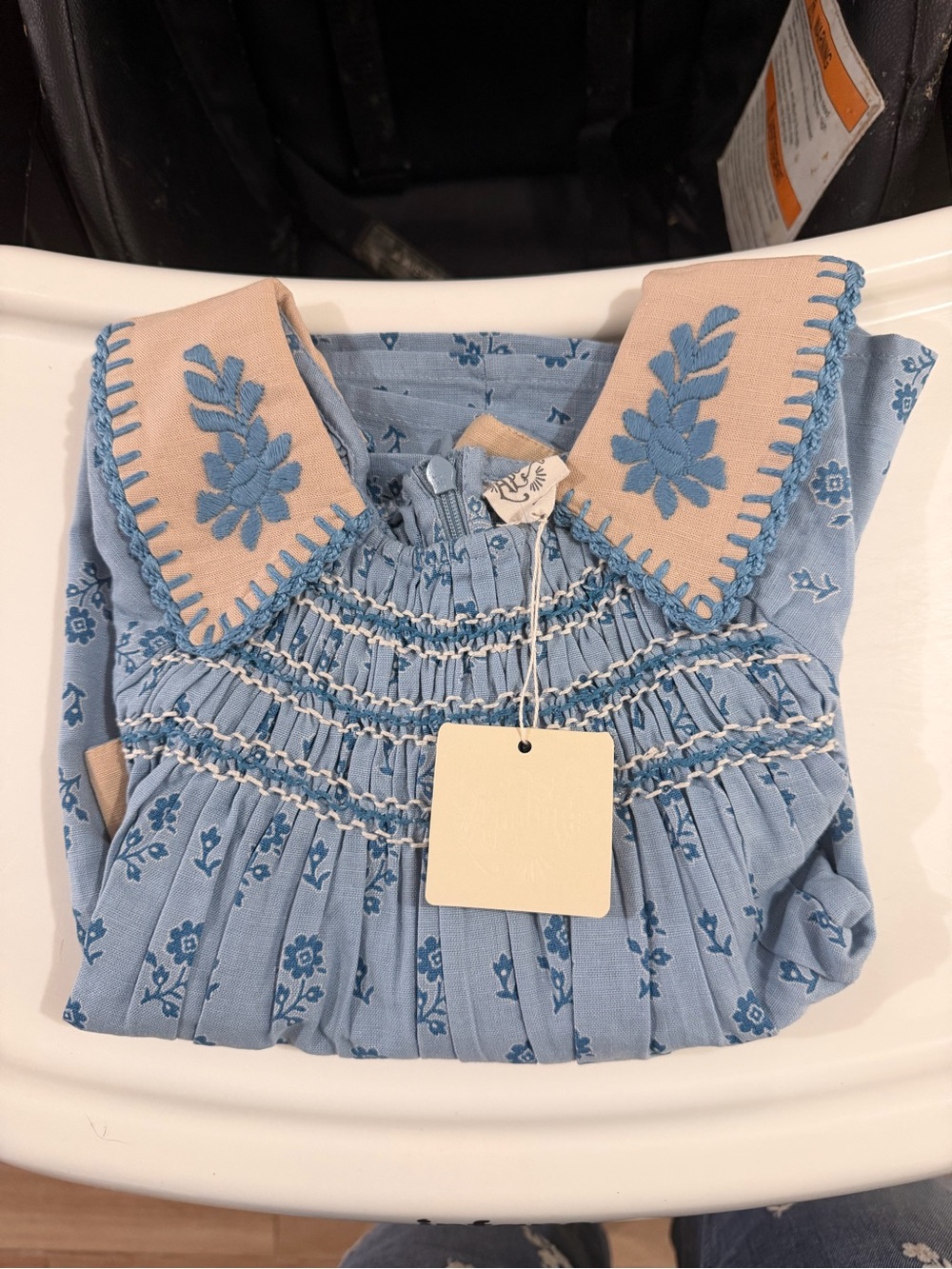 Apolina original Smocked Blouse NWT Blue Floral Vintage